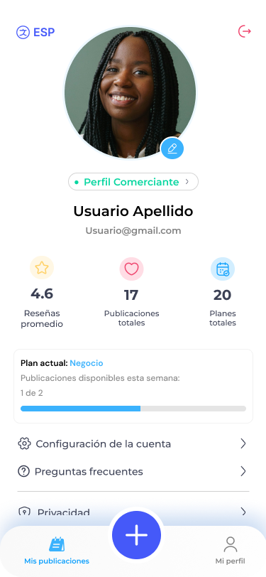 Configuración de la cuenta en ITour