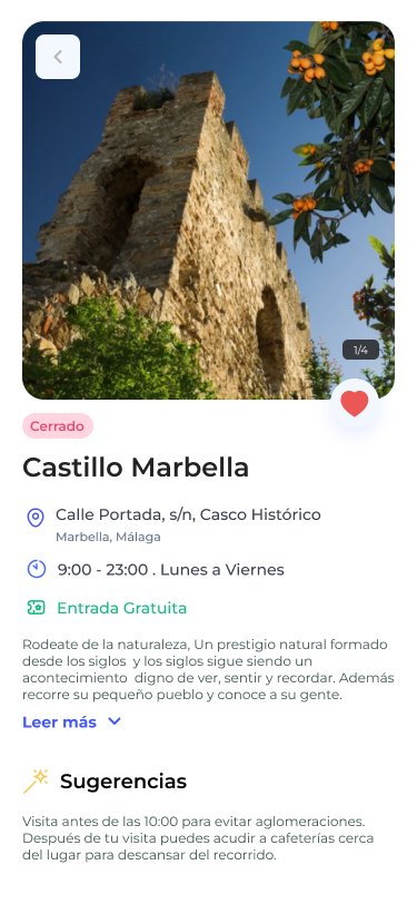 Ficha de lugar emblemático en ITour con horario y entrada gratuita